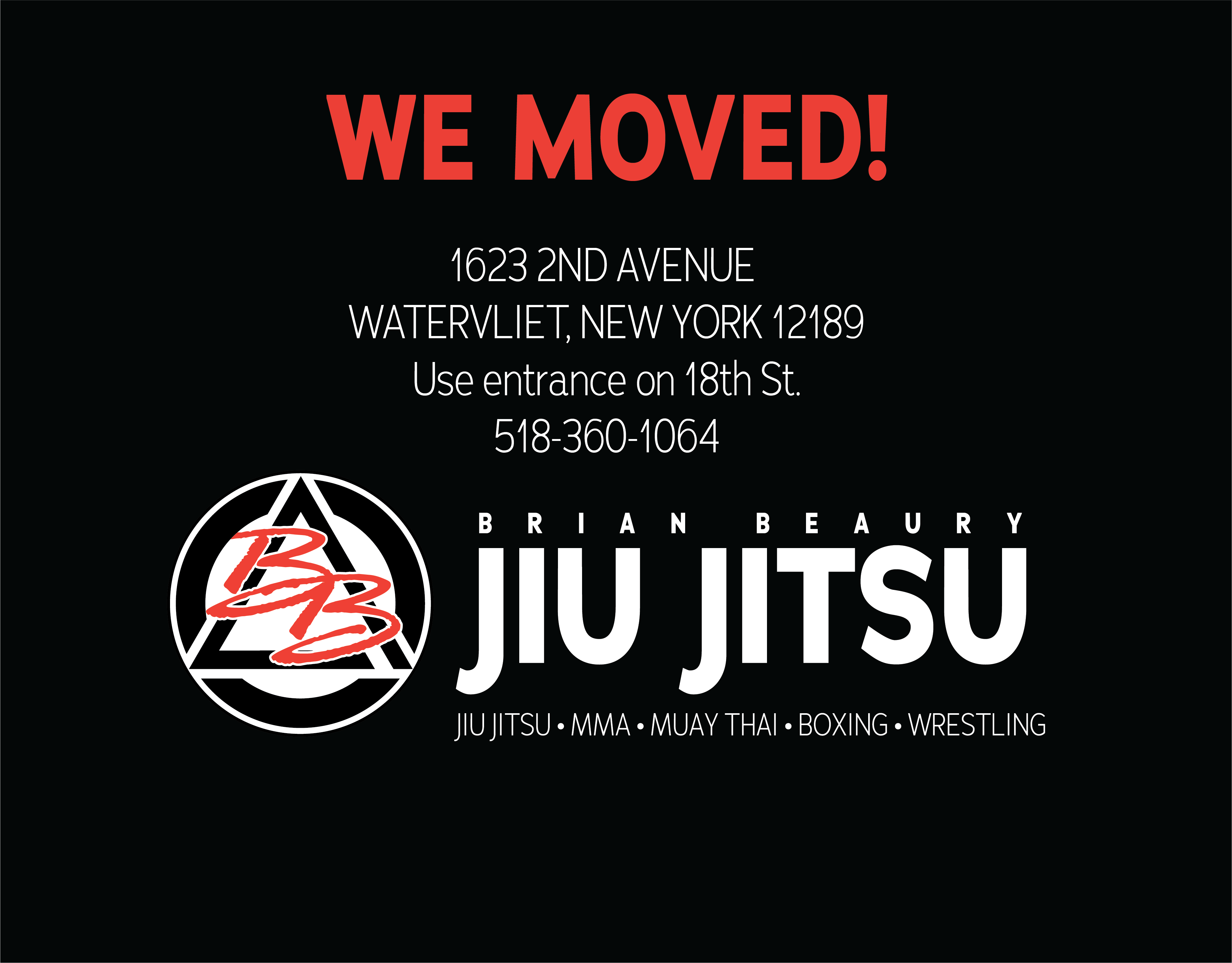 We moved! 1623 2nd Ave in Watervliet. Use 18th Street entrance. 518-360-1064.